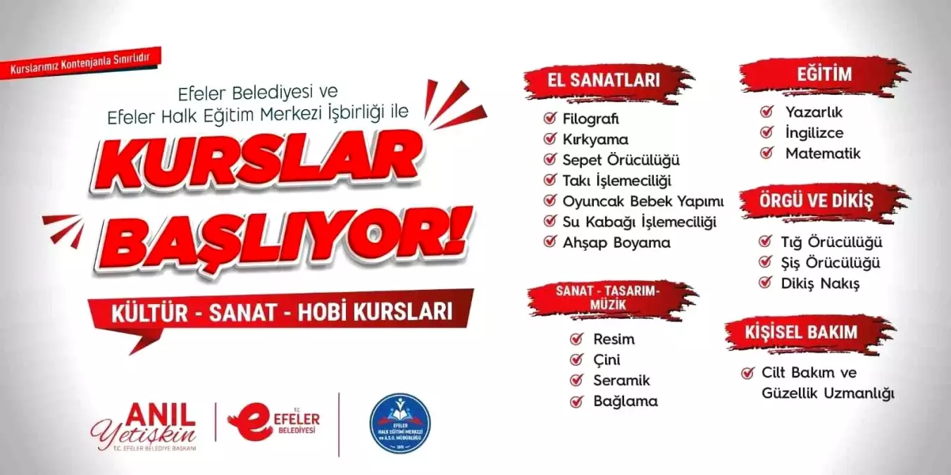 Efeler’de Kültür ve Sanat Kursları Başlıyor